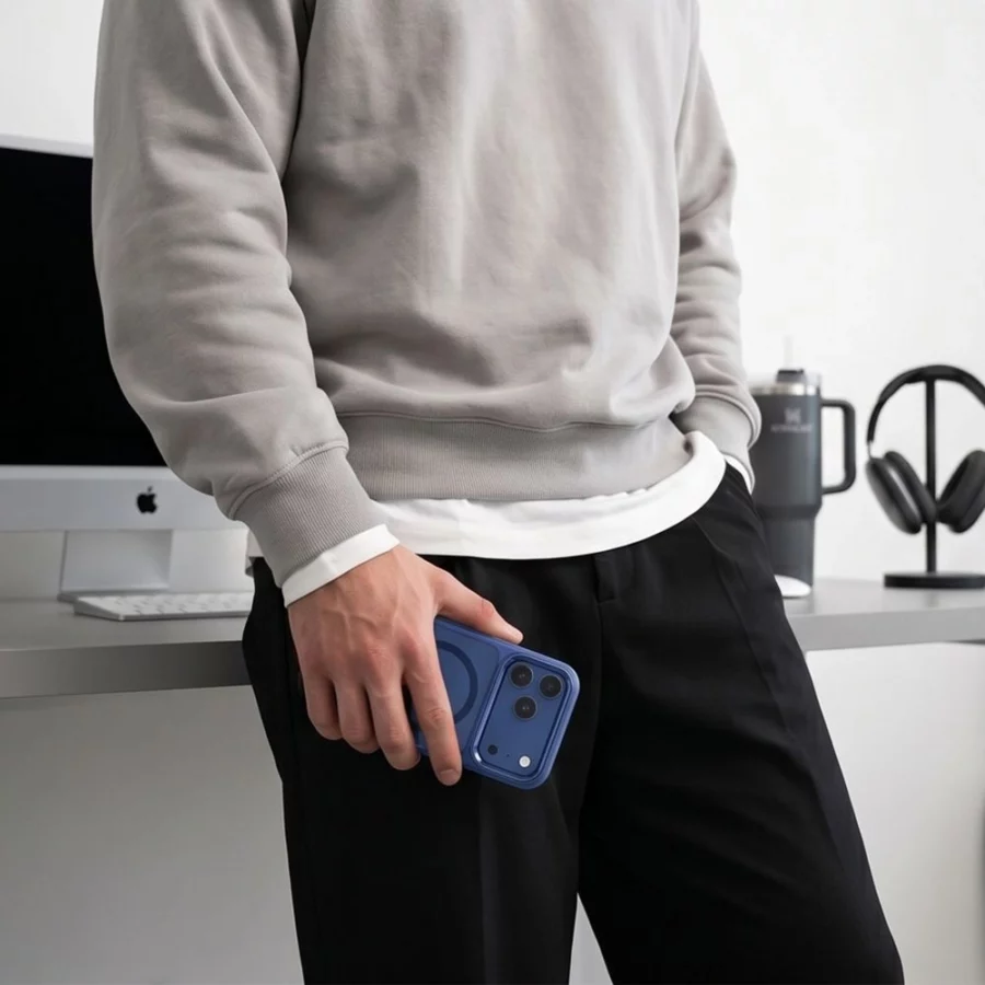 Etui Tech-Protect Magmat Magsafe CC na iPhone 17 Pro Max / 18 Pro Max - przezroczysto-granatowe