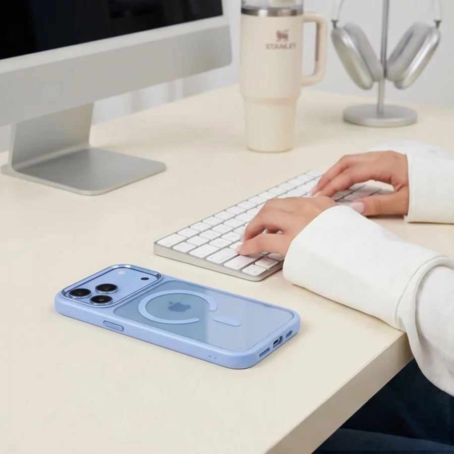 Etui Tech-Protect Magmat Magsafe CC na iPhone 17 Pro Max / 18 Pro Max - przezroczysto-jasnoniebiekie