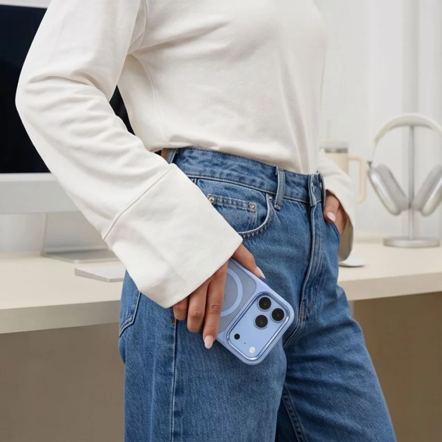 Etui Tech-Protect Magmat Magsafe CC na iPhone 17 Pro Max / 18 Pro Max - przezroczysto-jasnoniebiekie