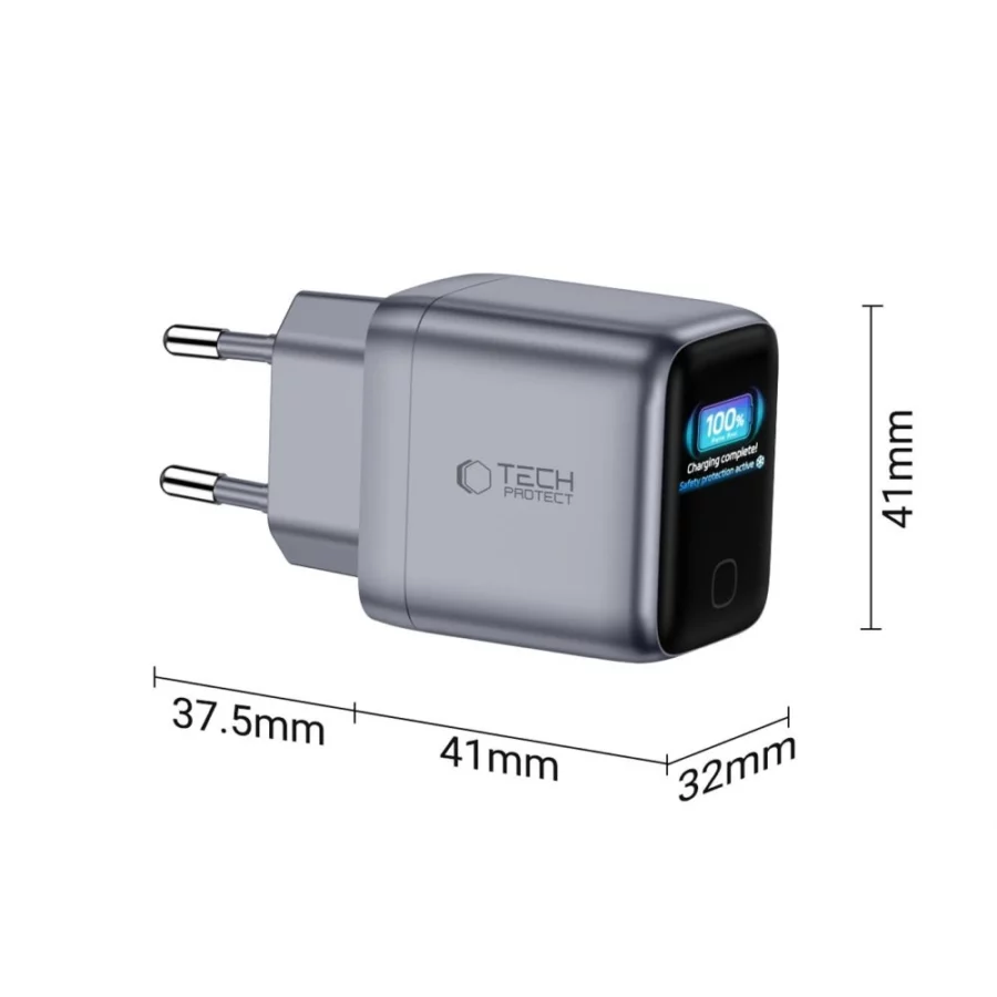 Ładowarka sieciowa Tech-Protect PowerVision NC45W-GaN 1-Port PD 45W - ciemnoszara