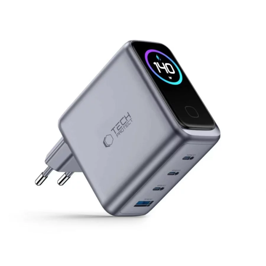 Ładowarka sieciowa Tech-Protect PowerVision NC140W-GaN 4-PORT PD 140W / QC3.0 - ciemnoszara