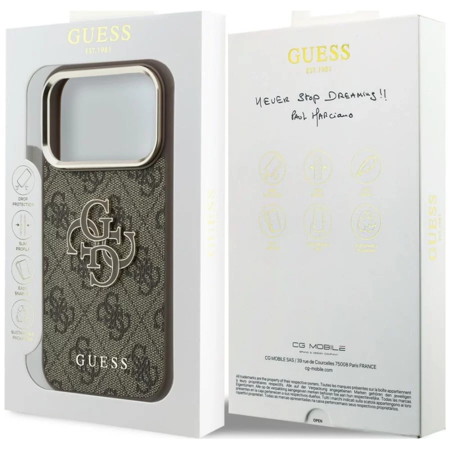 Etui Guess 4G & Big Resin Logo na iPhone 17 Pro / 18 Pro - brązowe