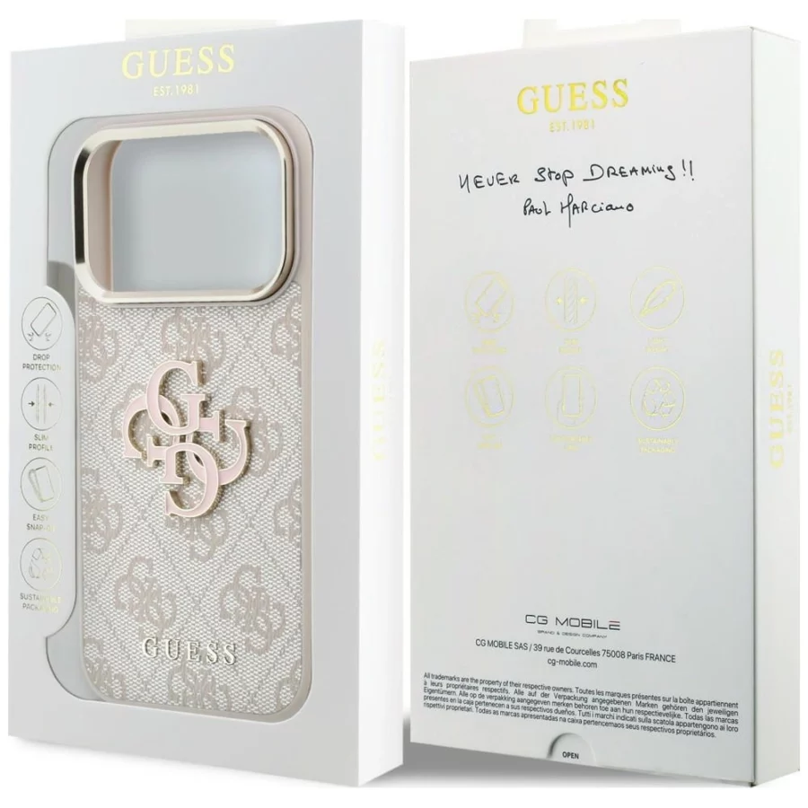 Etui Guess 4G & Big Resin Logo na iPhone 17 Pro / 18 Pro - różowe