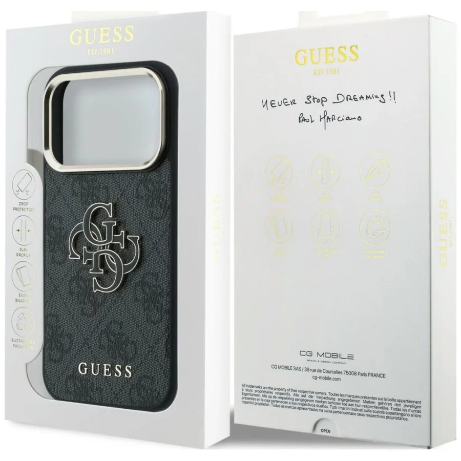 Etui Guess 4G & Big Resin Logo na iPhone 17 Pro Max / 18 Pro Max- czarne