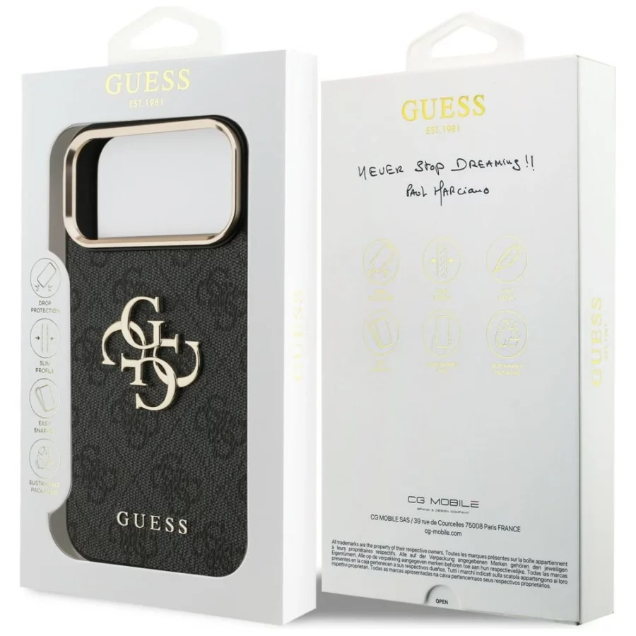 Etui Guess 4G Big 4G Classic Logo na iPhone 17 Pro Max / 18 Pro Max - czarno-złote