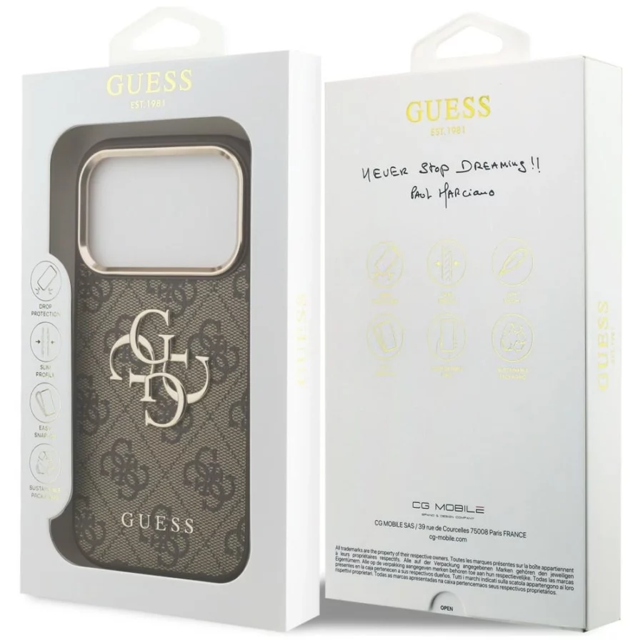 Etui Guess 4G Big 4G Classic Logo na iPhone 17 Pro / 18 Pro - brązowo-złote