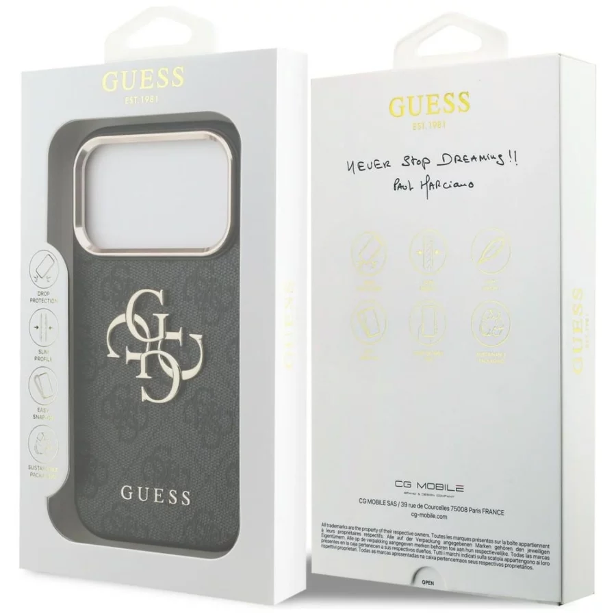 Etui Guess 4G Big 4G Classic Logo na iPhone 17 Pro / 18 Pro - czarno-złote