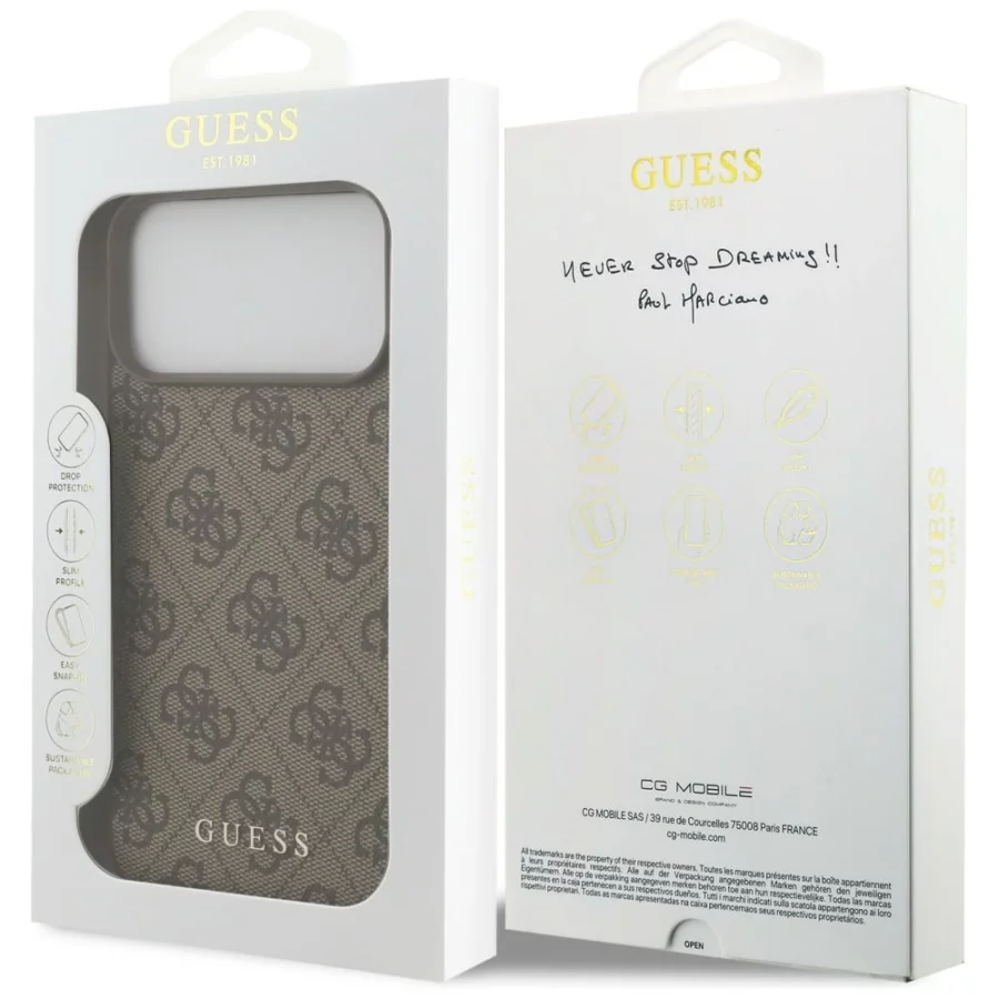 Etui Guess 4G Classic na iPhone 17 Pro Max / 18 Pro Max - brązowe