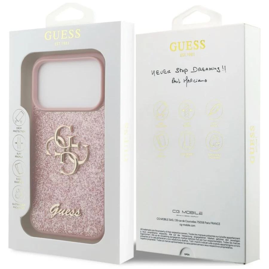 Etui Guess Fixed Glitter Big 4G na iPhone 17 Pro / 18 Pro - różowe