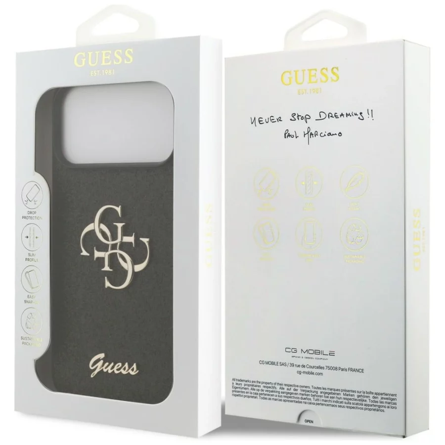 Etui Guess Fixed Glitter Big 4G na iPhone 17 Pro Max / 18 Pro Max - czarne