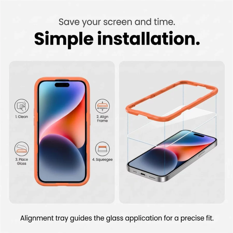 Szkło hartowane Tech-Protect Easy Set+ 2-Pack na wyświetlacz oraz szkło hartowane na obiektyw na iPhone 18 Pro