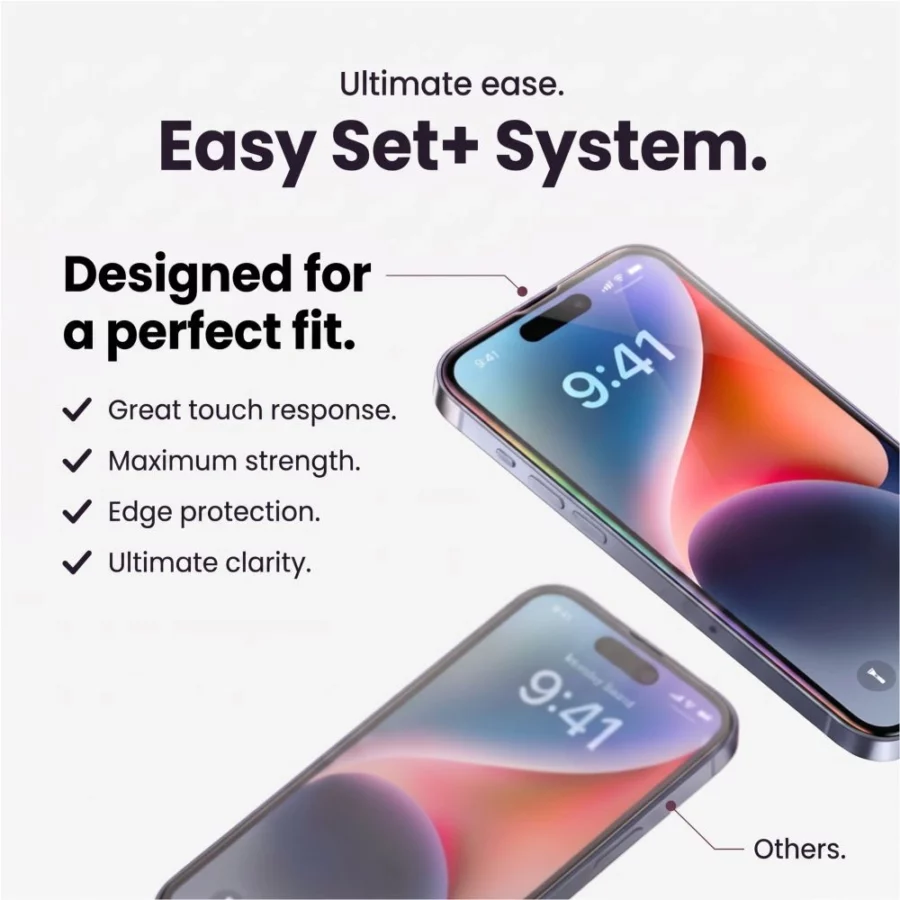Szkło hartowane Tech-Protect Easy Set+ 2-Pack na wyświetlacz oraz szkło hartowane na obiektyw na iPhone 18 Pro
