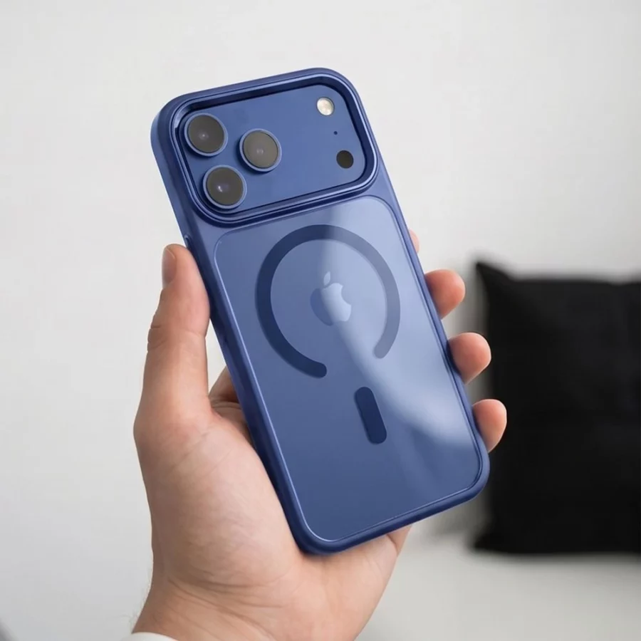 Etui Tech-Protect Magmat Magsafe CC na iPhone 17 Pro / 18 Pro - granatowo-przezroczyste