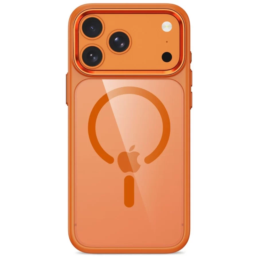Etui Tech-Protect Magmat Magsafe CC na iPhone 17 Pro Max / 18 Pro Max - pomaraczowo-przezroczyste
