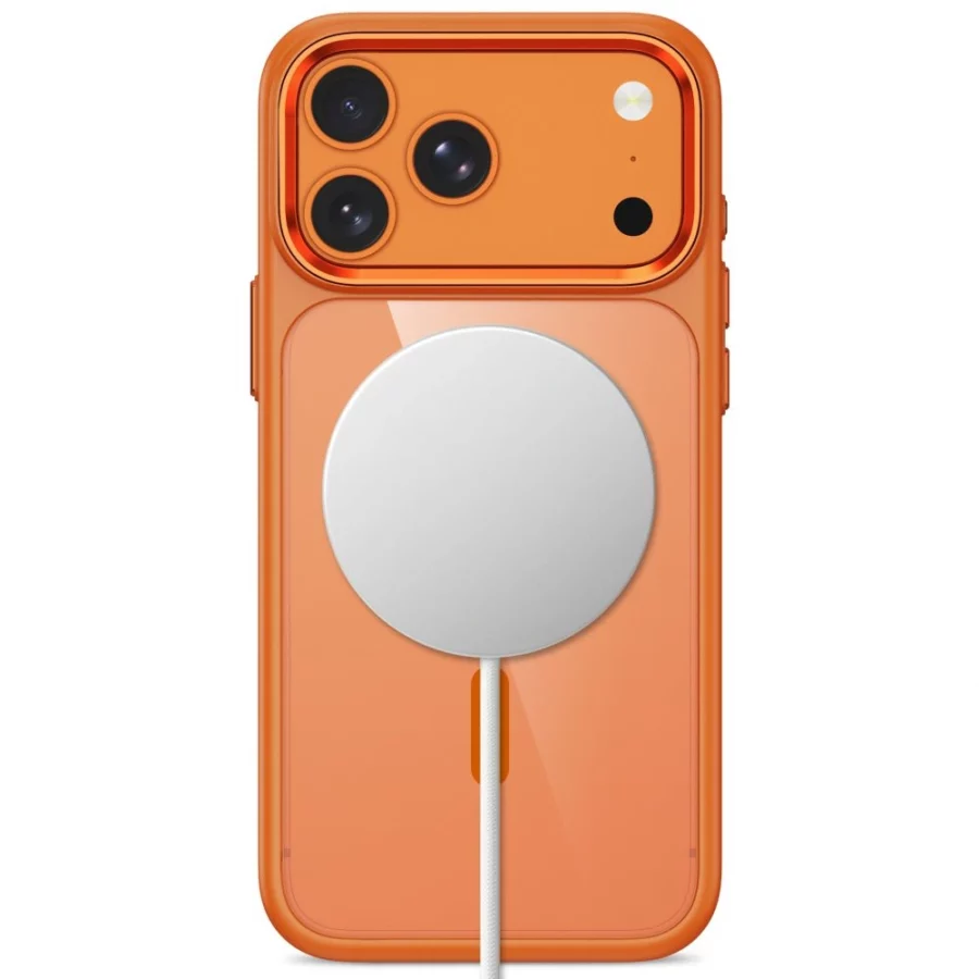 Etui Tech-Protect Magmat Magsafe CC na iPhone 17 Pro Max / 18 Pro Max - pomaraczowo-przezroczyste