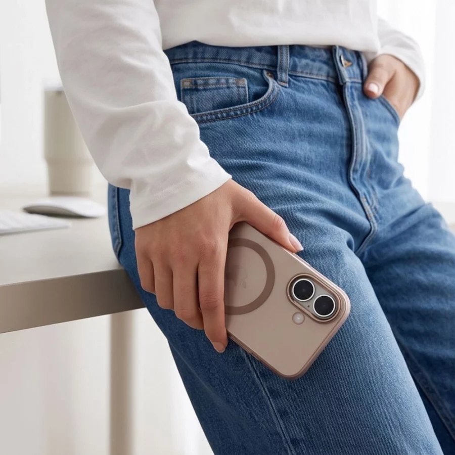 Etui Tech-Protect MagZero MagSafe na iPhone 17 - beżowo-brązowe matowe