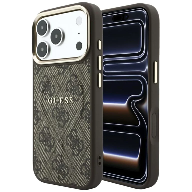 Etui Guess Embossed 4G Classic MagSafe na iPhone 17 Pro / 18 Pro - brązowe