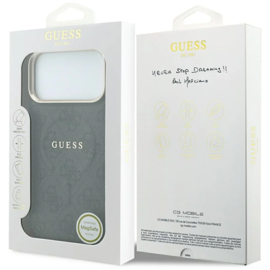 Etui Guess Embossed 4G Classic MagSafe na iPhone 17 Pro / 18 Pro - czarne