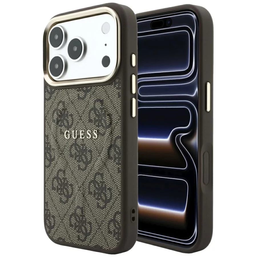 Etui Guess Embossed 4G Classic MagSafe na iPhone 17 Pro Max / 18 Pro Max - brązowe