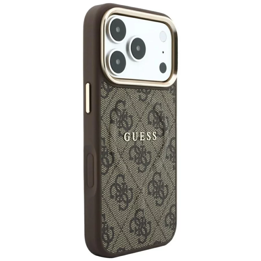 Etui Guess Embossed 4G Classic MagSafe na iPhone 17 Pro Max / 18 Pro Max - brązowe
