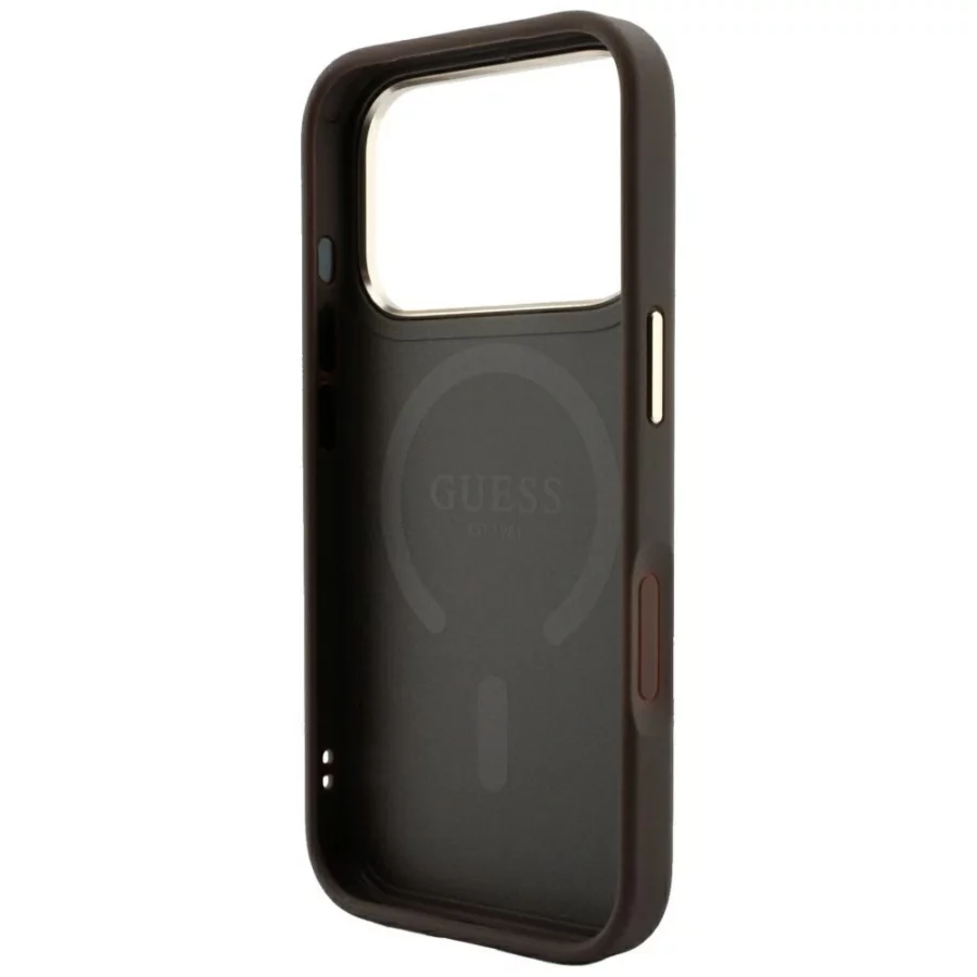 Etui Guess Embossed 4G Classic MagSafe na iPhone 17 Pro Max / 18 Pro Max - brązowe