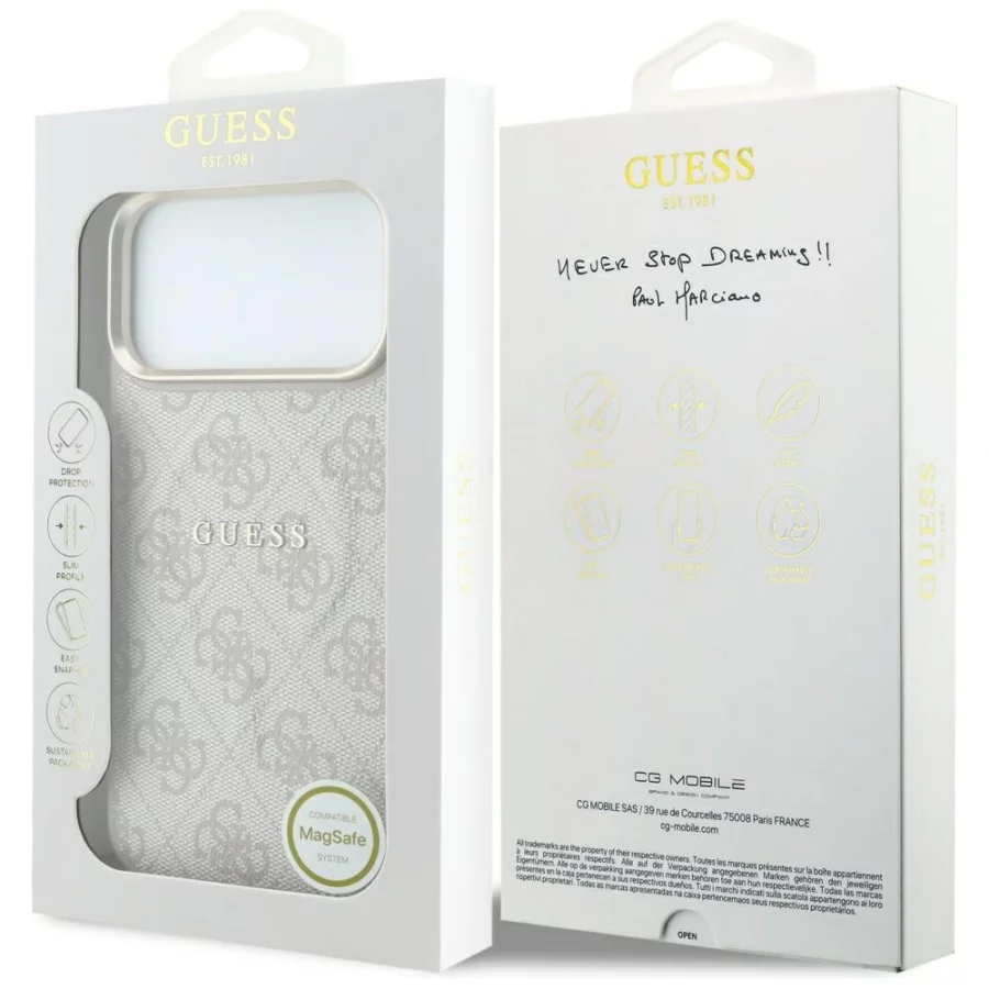 Etui Guess Embossed 4G Classic MagSafe na iPhone 17 Pro Max / 18 Pro Max - różowe