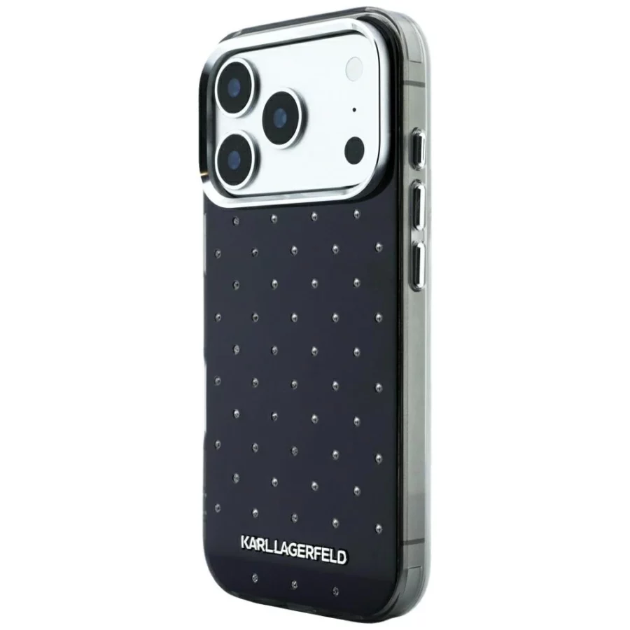 Etui Karl Lagerfeld IML Rhinestones Allover and Electroplated Logo na iPhone 17 Pro / 18 Pro  - czarne