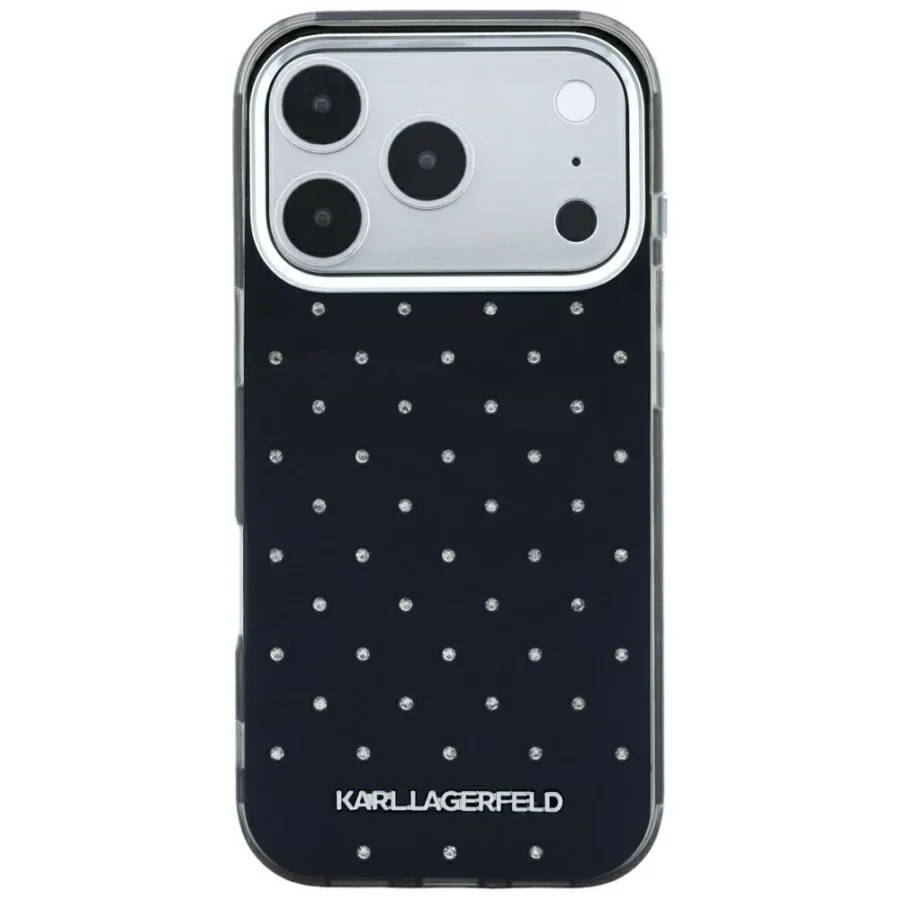 Etui Karl Lagerfeld IML Rhinestones Allover and Electroplated Logo na iPhone 17 Pro / 18 Pro  - czarne