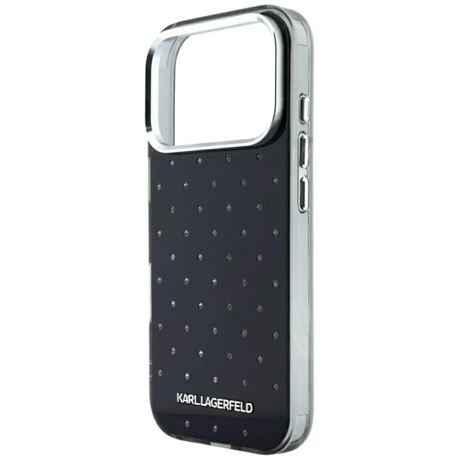 Etui Karl Lagerfeld IML Rhinestones Allover and Electroplated Logo na iPhone 17 Pro / 18 Pro  - czarne
