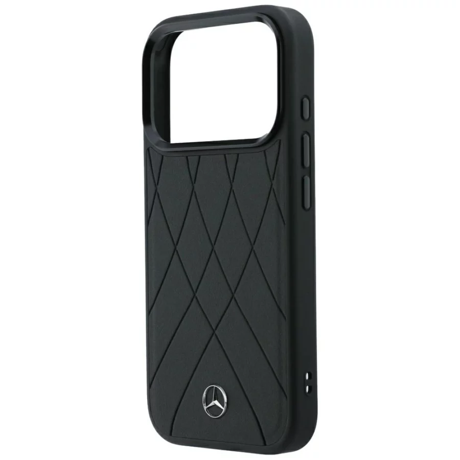 Etui Mercedes Leather Crossed Lines MagSafe na iPhone 17 Pro / 18 Pro - czarne