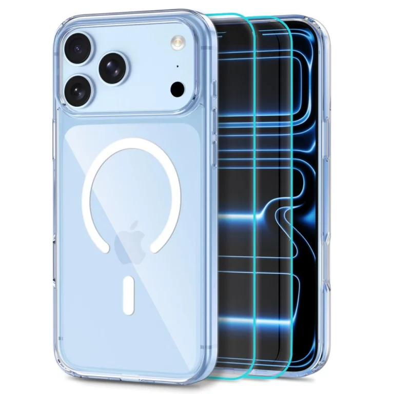 Etui Tech-Protect FlexAir Hybrid MagSafe + Szkło hartowane Tech-Protect Glass Fit+ 2-Pack na iPhone 18 Pro / 17 Pro - przezroczyste