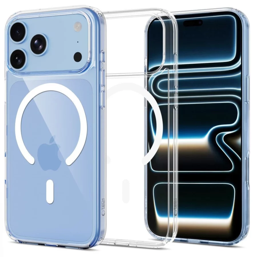 Etui Tech-Protect FlexAir Hybrid MagSafe + Szkło hartowane Tech-Protect Glass Fit+ 2-Pack na iPhone 18 Pro / 17 Pro - przezroczyste