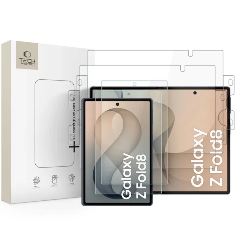 Szkło hartowane Tech-Protect Glass Fit+ 2-Pack + Folia hydrożelowa Tech-Protect Hydro Flex+ 2-Pack - przezroczyste