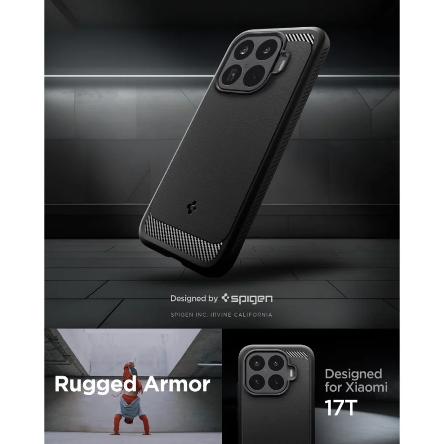 Etui Spigen Rugged Armor na Xiaomi 17T - czarne matowe