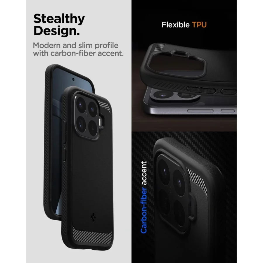Etui Spigen Rugged Armor na Xiaomi 17T Pro - czarne matowe