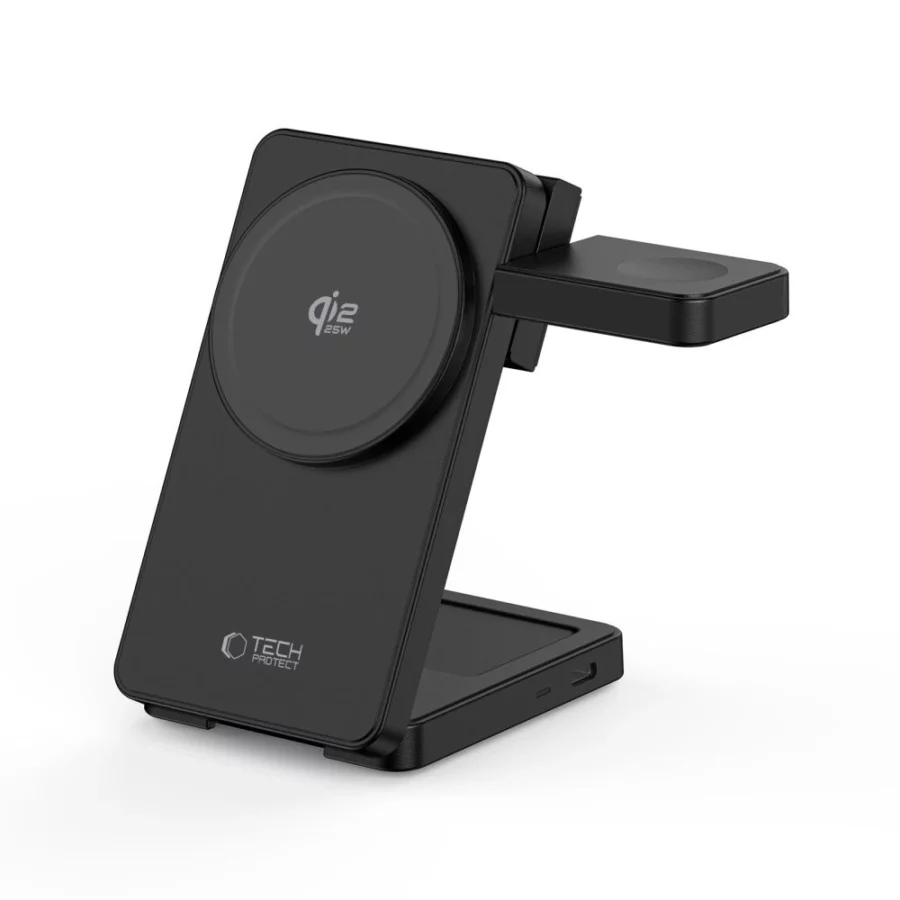 Ładowarka bezprzewodowa Tech-Protect A56 3in1 MagSafe + kabel USB-C / USB-C 100 cm - czarna