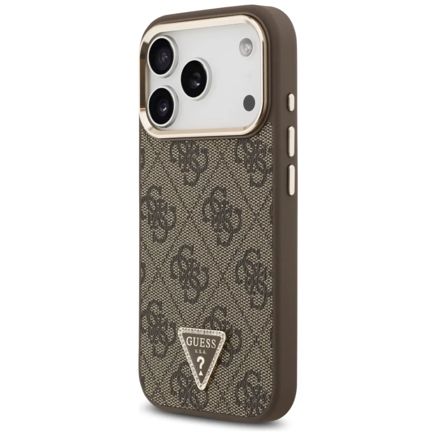 Etui Guess 4G Triangle Logo MagSafe na iPhone 17 Pro / 18 Pro - brązowe