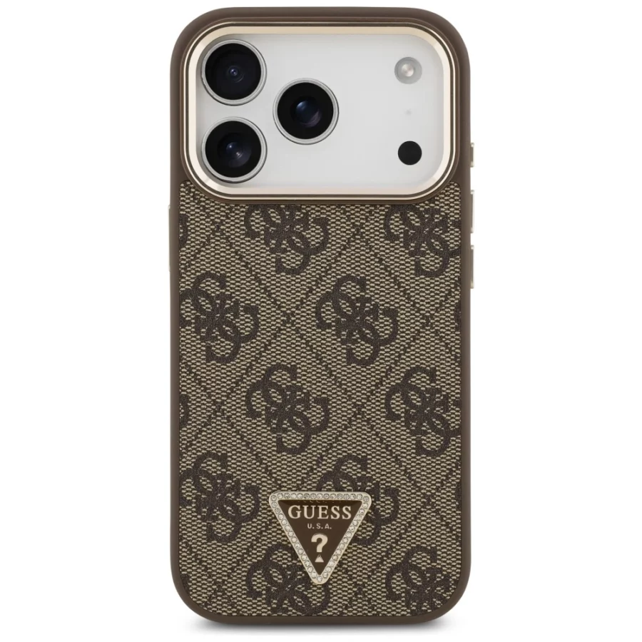 Etui Guess 4G Triangle Logo MagSafe na iPhone 17 Pro / 18 Pro - brązowe
