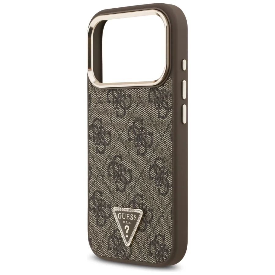 Etui Guess 4G Triangle Logo MagSafe na iPhone 17 Pro / 18 Pro - brązowe