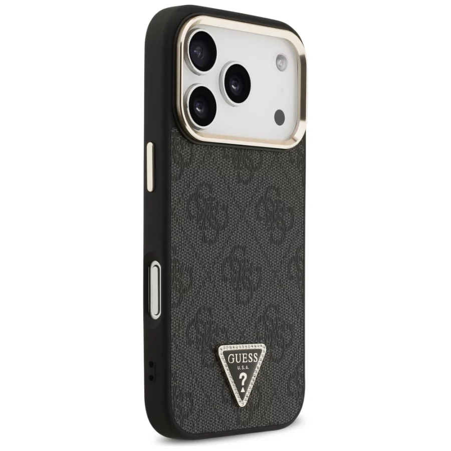 Etui Guess 4G Triangle Logo MagSafe na iPhone 17 Pro / 18 Pro - czarno-złote