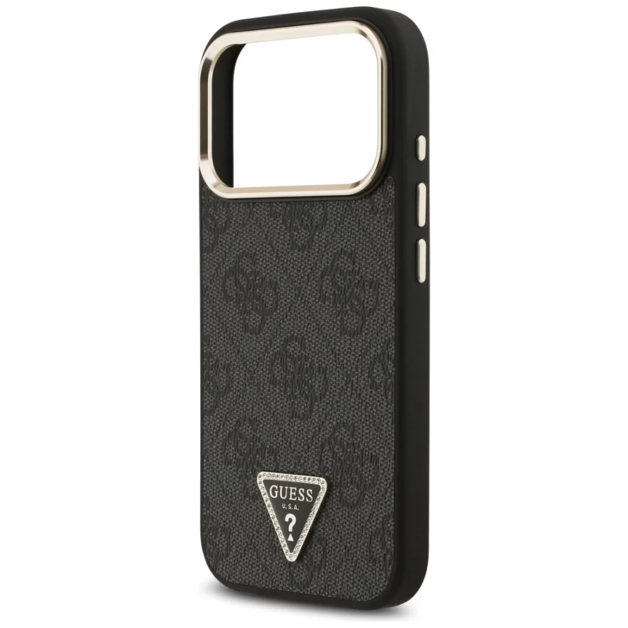 Etui Guess 4G Triangle Logo MagSafe na iPhone 17 Pro / 18 Pro - czarno-złote