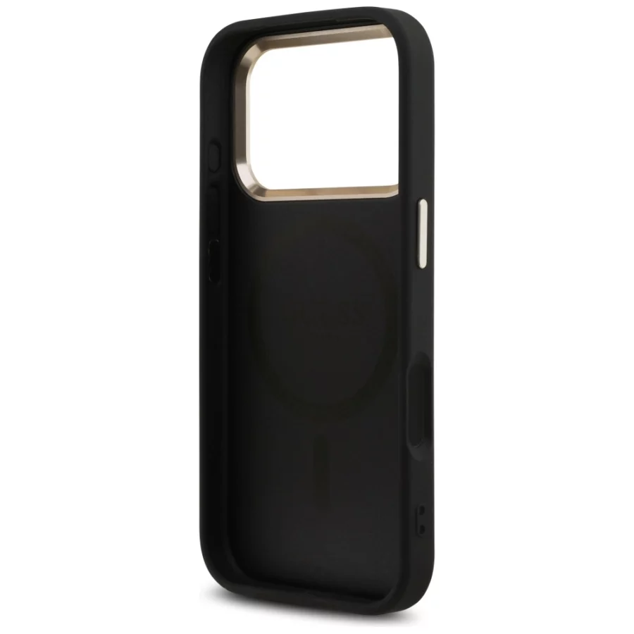 Etui Guess 4G Triangle Logo MagSafe na iPhone 17 Pro / 18 Pro - czarno-złote