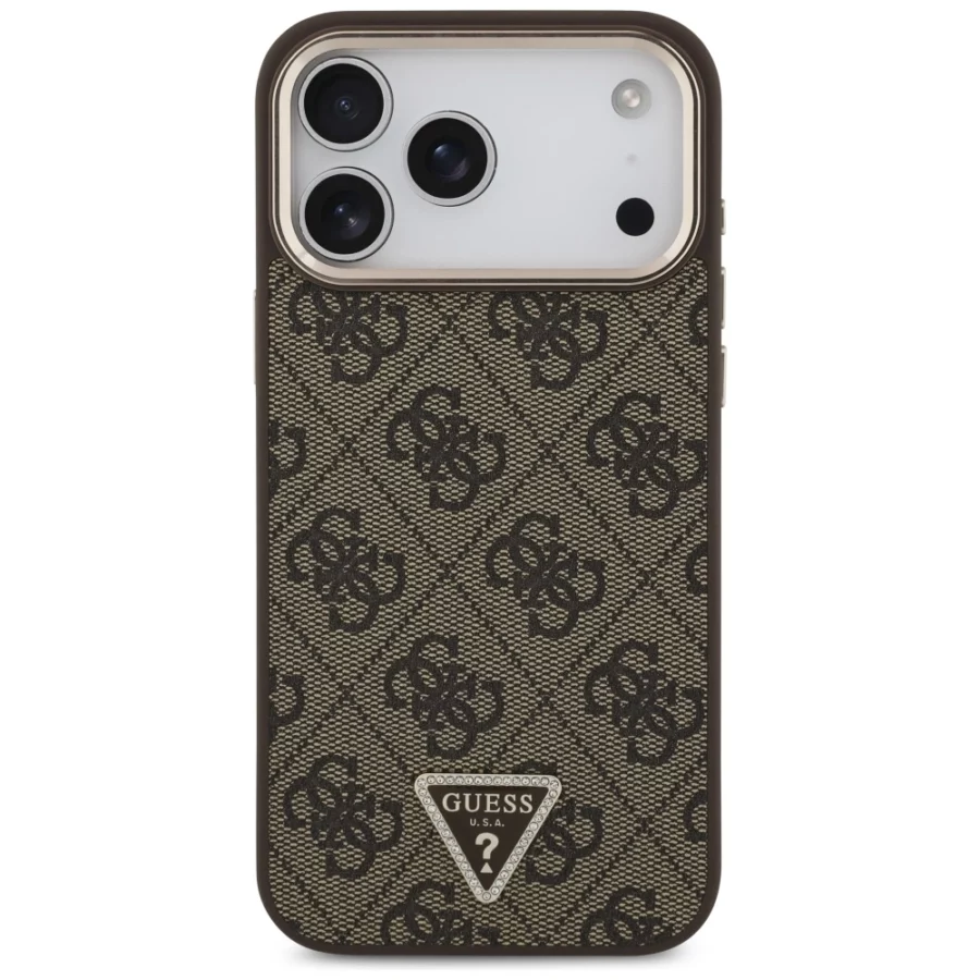 Etui Guess 4G Triangle Logo MagSafe na iPhone 17 Pro Max / 18 Pro Max - brązowe