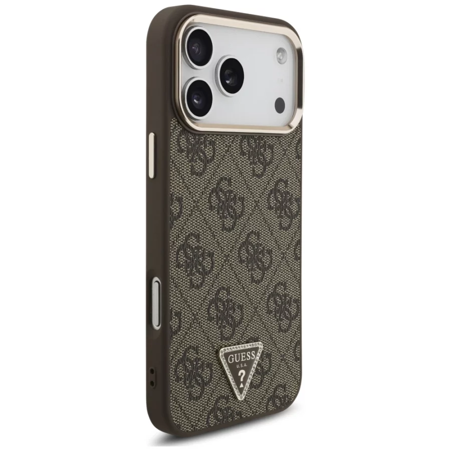 Etui Guess 4G Triangle Logo MagSafe na iPhone 17 Pro Max / 18 Pro Max - brązowe