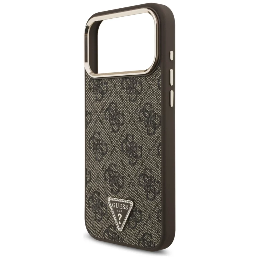 Etui Guess 4G Triangle Logo MagSafe na iPhone 17 Pro Max / 18 Pro Max - brązowe