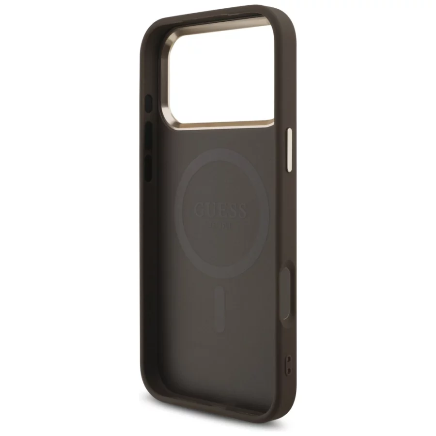 Etui Guess 4G Triangle Logo MagSafe na iPhone 17 Pro Max / 18 Pro Max - brązowe
