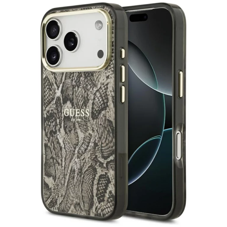 Etui Guess Python Pattern MagSafe na iPhone 17 Pro Max / 18 Pro Max - brązowe