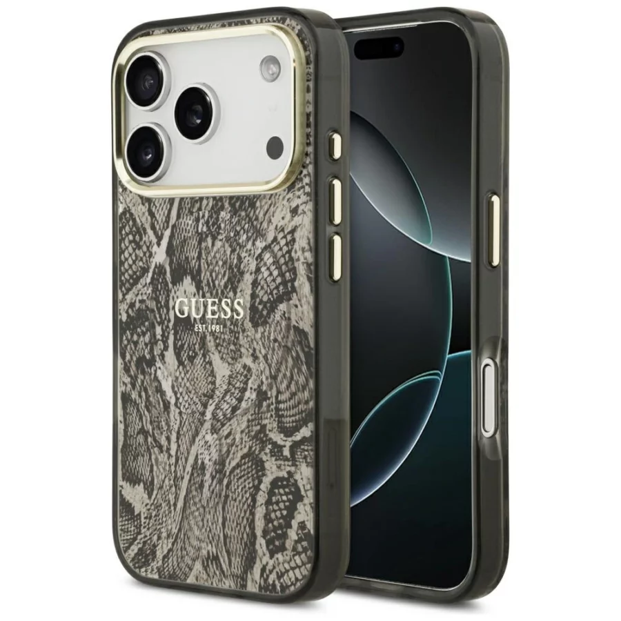 Etui Guess Python Pattern MagSafe na iPhone 17 Pro Max / 18 Pro Max - brązowe