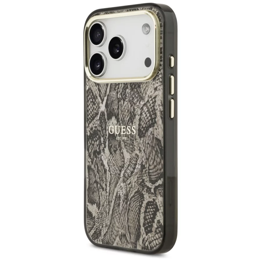 Etui Guess Python Pattern MagSafe na iPhone 17 Pro Max / 18 Pro Max - brązowe