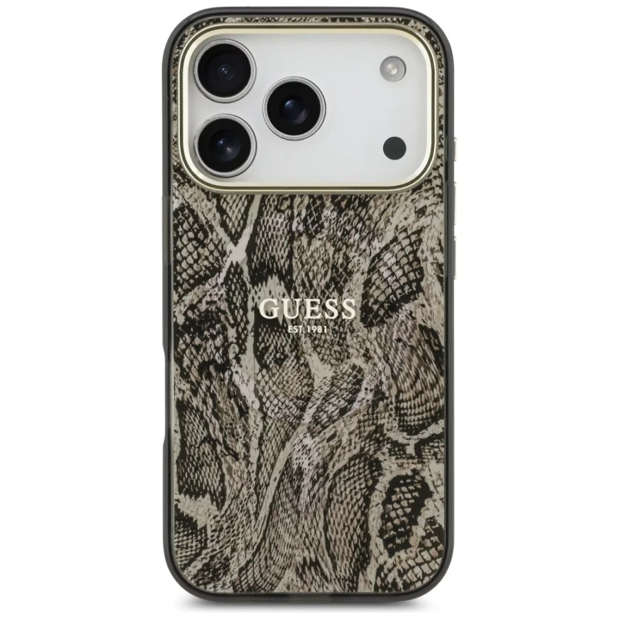 Etui Guess Python Pattern MagSafe na iPhone 17 Pro Max / 18 Pro Max - brązowe